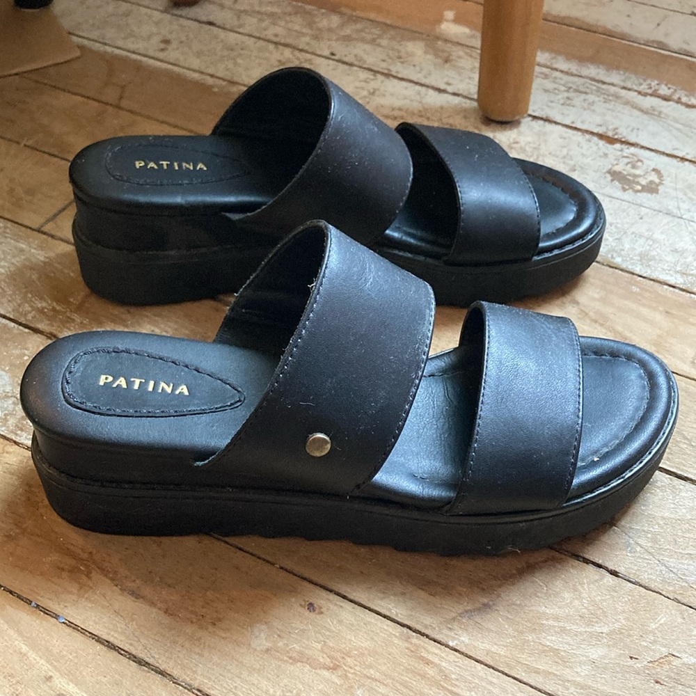 Patina black leather sandals originally purchased form Portland Leather.